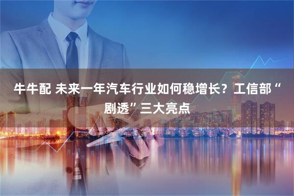 牛牛配 未来一年汽车行业如何稳增长？工信部“剧透”三大亮点